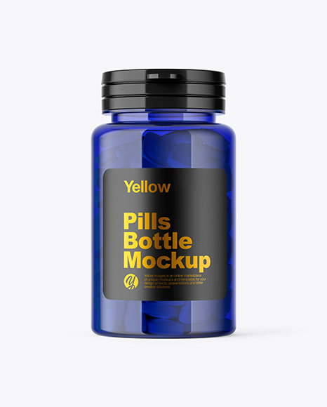 Blue Pills Bottle Mockup - Blue+Bottle+With+Pills+Mockup+Exclusive+Mockups