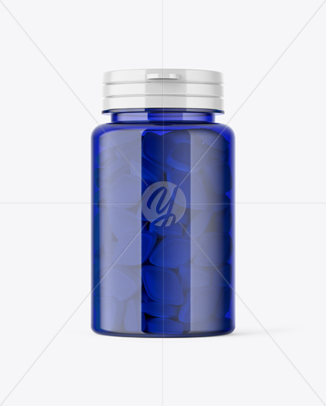 Blue Pills Bottle Mockup