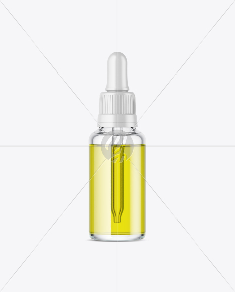 Clear Glass Dropper Bottle w/ Oil Mockup