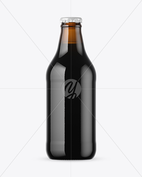 Amber Glass Stout Beer Bottle Mockup