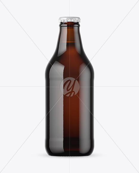 Dark Amber Glass Lager Beer Bottle Mockup