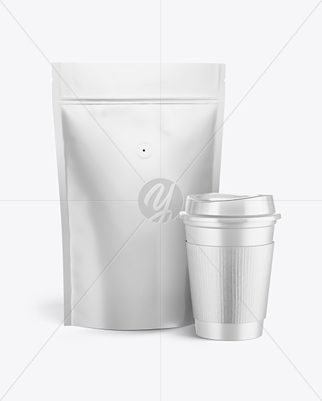 Matte Pouch w/ Coffee Cup Mockup