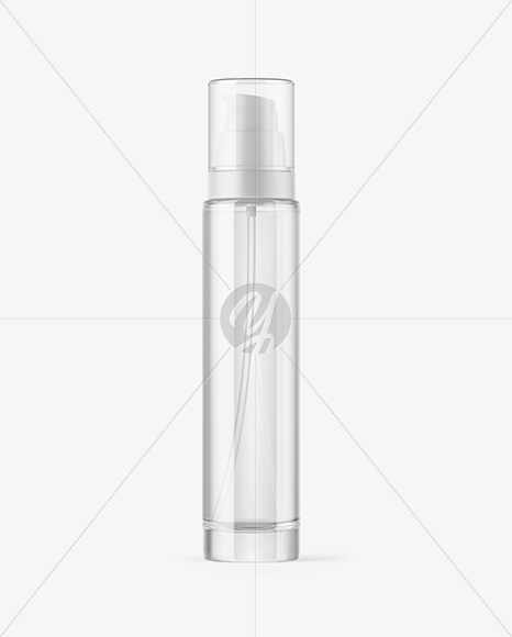 Clear Cosmetic Bottle with Pump Mockup