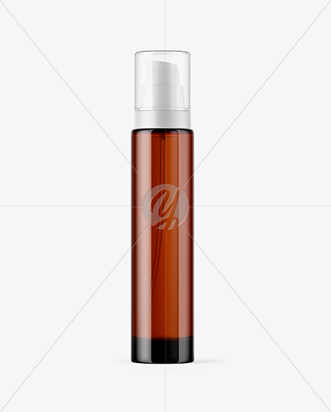 Amber Cosmetic Bottle with Pump Mockup Amber Cosmetic Bottle with Pump Mockup