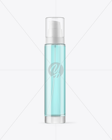 Clear Cosmetic Bottle with Pump Mockup Clear Cosmetic Bottle with Pump Mockup