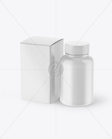 Matte Pills Bottle with Box Mockup