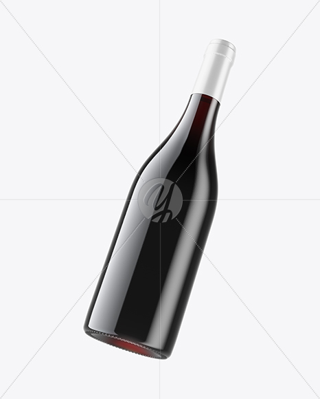 Antique Green Bottle with Red Wine Mockup Antique Green Bottle with Red Wine Mockup