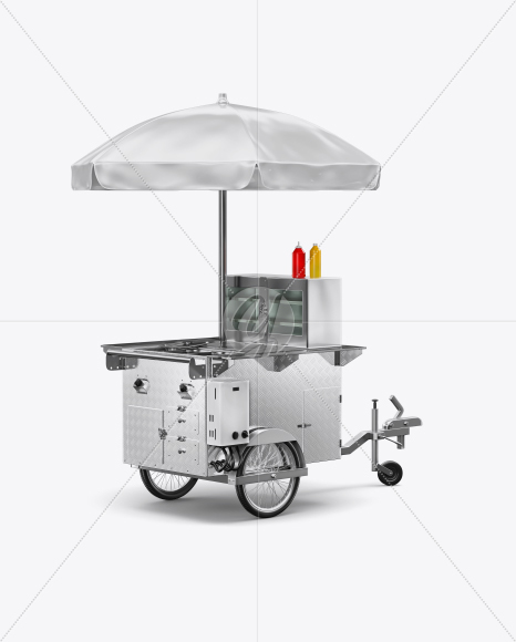 Hot Dog Cart Mockup - Back Half-Side View