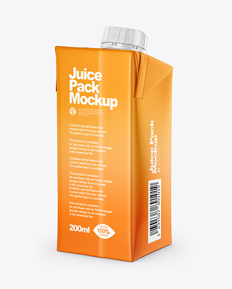 200ml Glossy Juice Carton Package Mockup