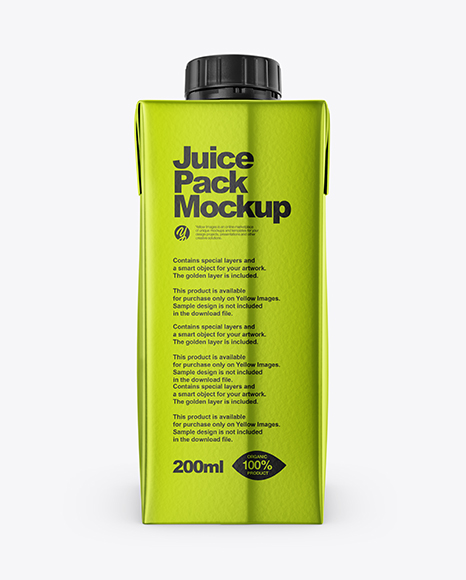 200ml Metallic Juice Carton Package Mockup