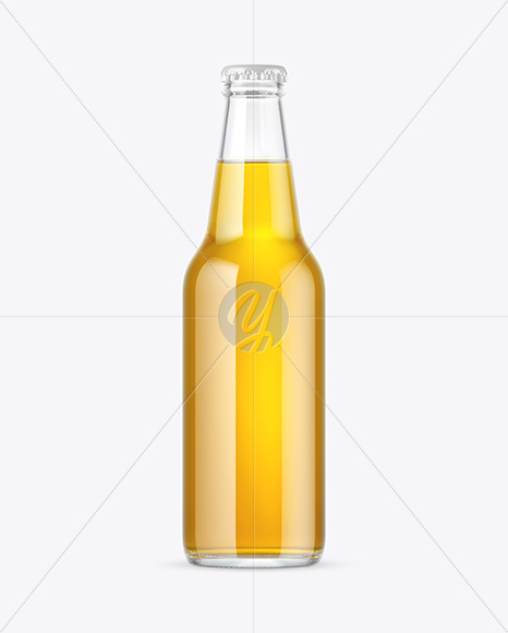 Clear Glass Lager Beer Bottle Mockup