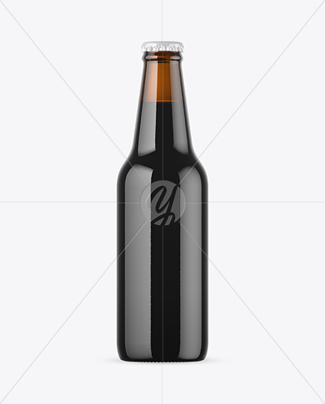 Amber Dark Beer Bottle Mockup