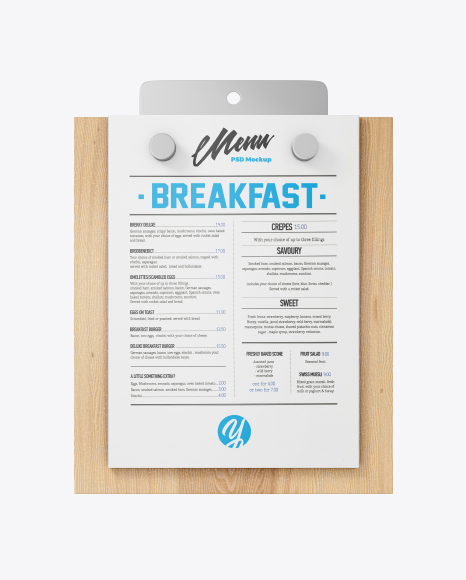 Menu w/ Textured Papers Mockup