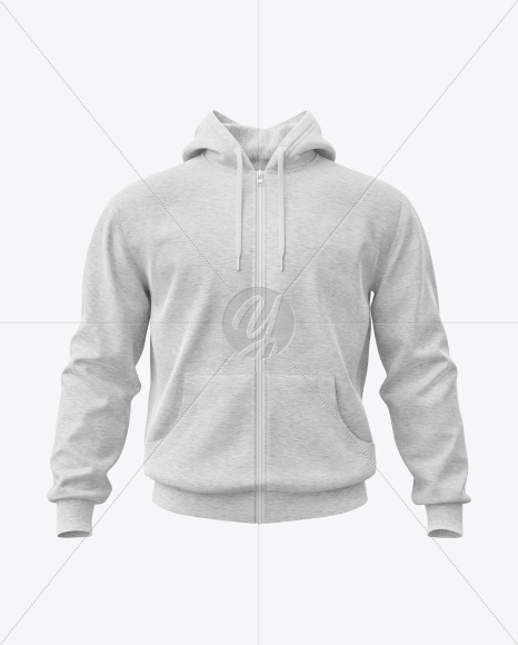 Melange Men’s Full-Zip Hoodie Mockup (Front View)