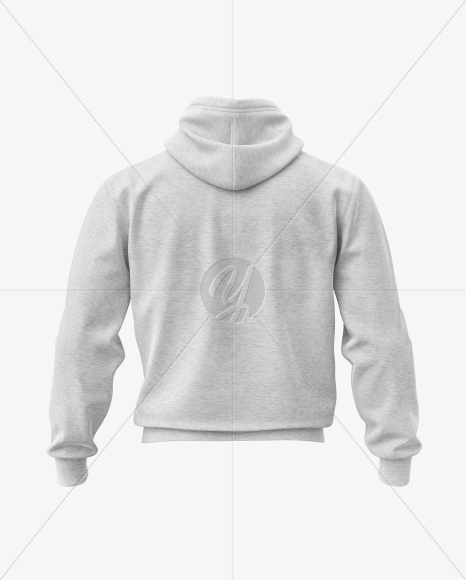 Melange Men’s Full-Zip Hoodie Mockup (Back View)