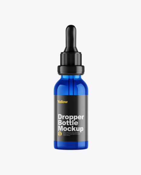 Blue Glass Dropper Bottle Mockup