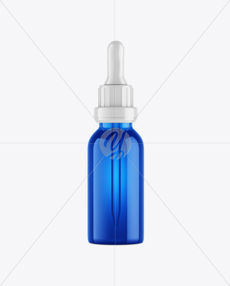 Blue Glass Dropper Bottle Mockup