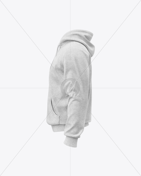 Melange Men’s Full-Zip Hoodie Mockup (Side View)