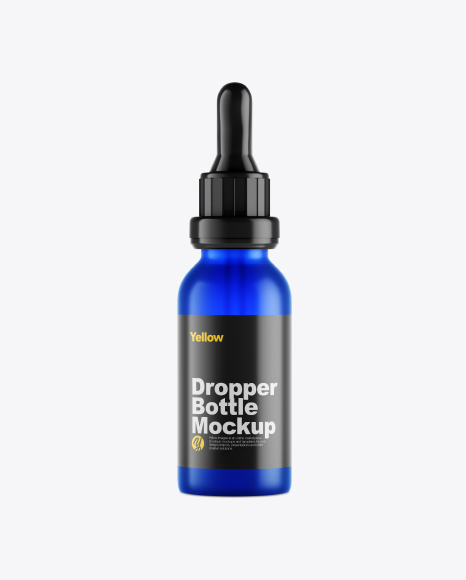 Frosted Blue Glass Dropper Bottle Mockup - Oil dropper bottle mockup