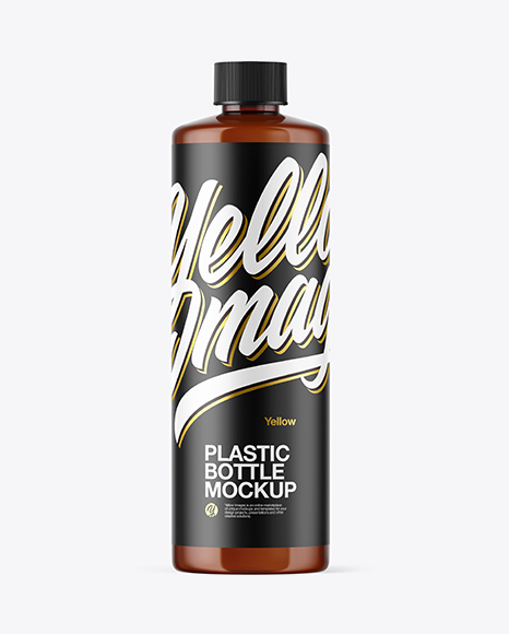 Amber Plastic Bottle Mockup