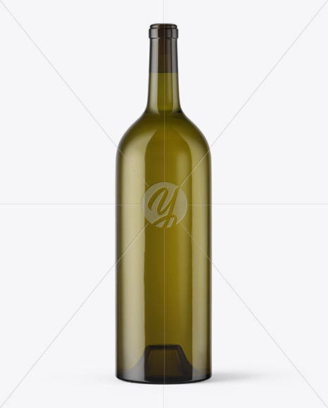 1.5L Antique Green Glass Bottle With White Wine Mockup