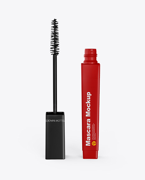 Opened Matte Mascara Tube Mockup - Opened+Glossy+Mascara+Tube+Mockup+In+Packaging+Mockups+On