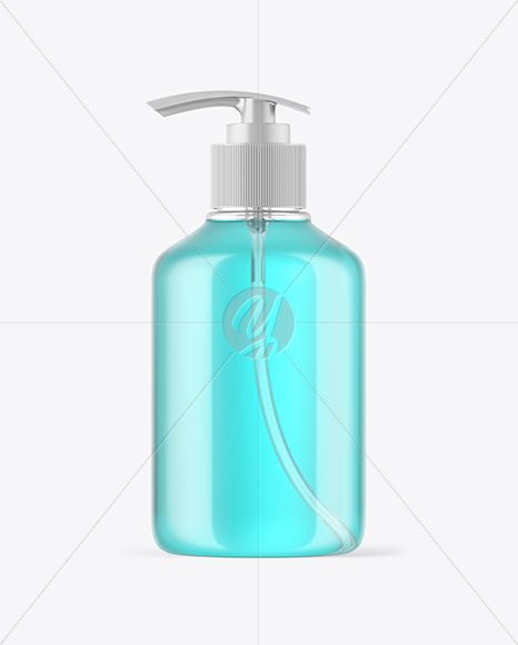 Clear Cosmetic Bottle with Pump Mockup Clear Cosmetic Bottle with Pump Mockup