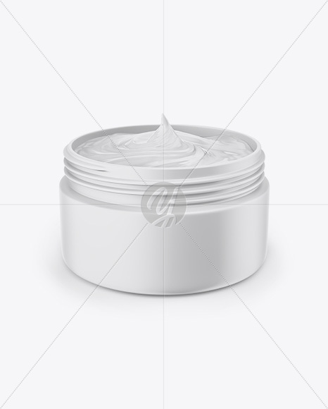 Opened Matte Jar with Cream Mockup