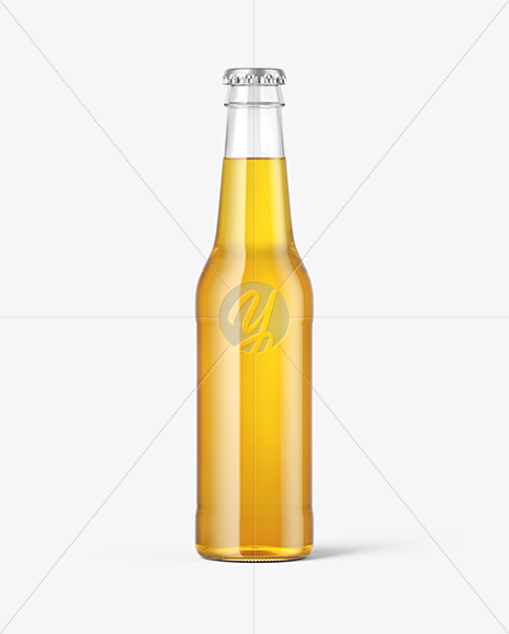 Clear Glass Lager Beer Bottle Mockup