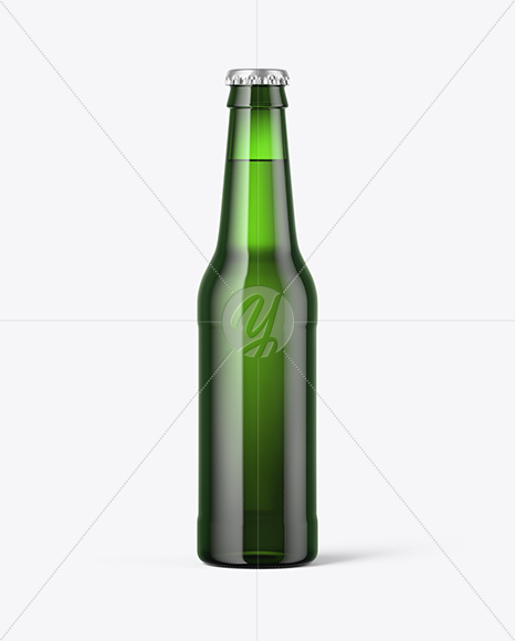 Green Glass Beer Bottle Mockup