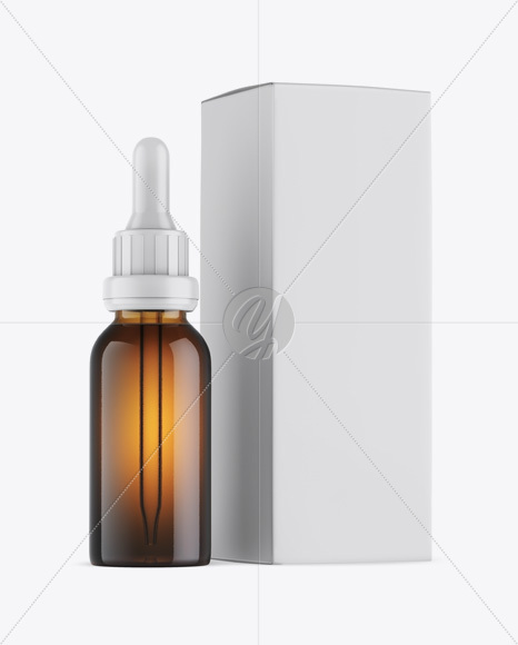 Amber Dropper Bottle w/ Box Mockup