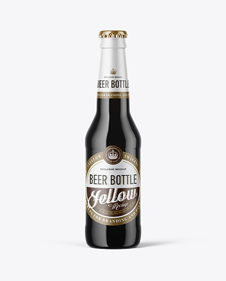 Dark Amber Glass Beer Bottle Mockup