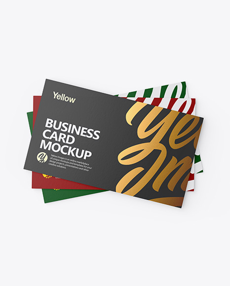 Three Paper Business Cards Mockup