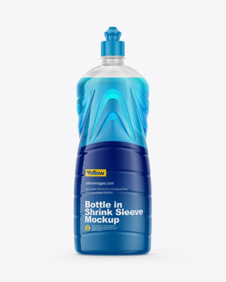 Plastic Bottle in Shrink Sleeve Mockup - Foamer bottle