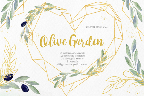 Olive Garden Clipart Collection - Watercolor wedding