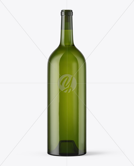 1.5L Green Glass Bottle With White Wine Mockup