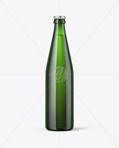 Green Glass Beer Bottle Mockup