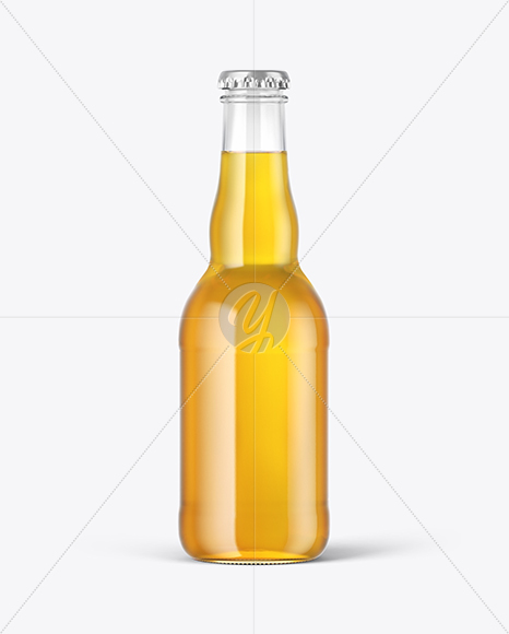 Clear Glass Lager Beer Bottle Mockup