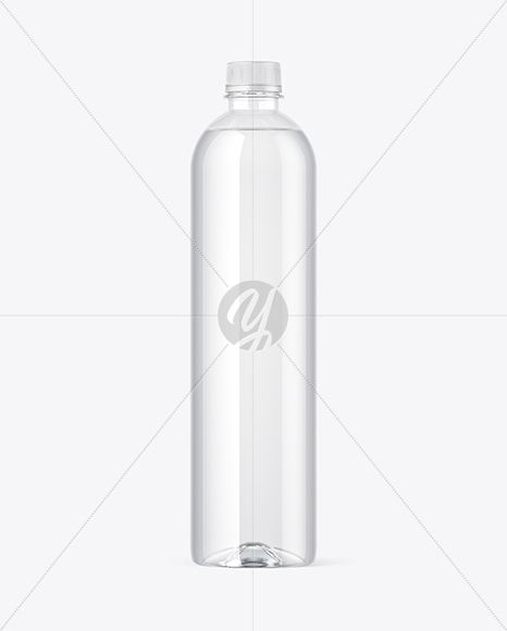 Clear PET Bottle with Water Mockup