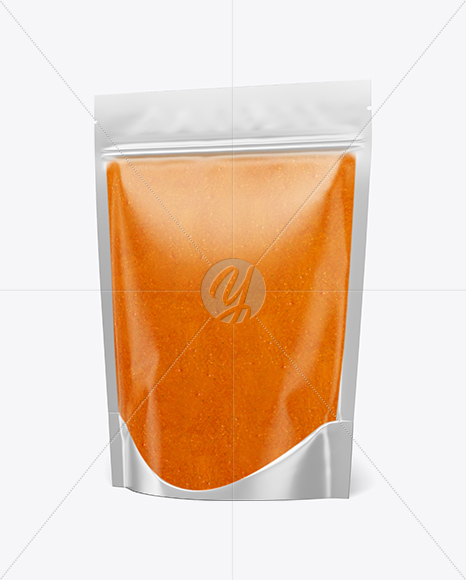 Glossy Transparent Stand-Up Pouch w/ Curry Sauce Mockup