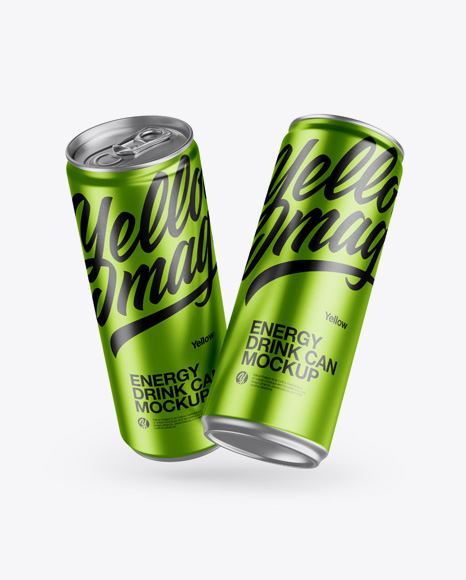 Two Metallic Alluminium Cans Mockup