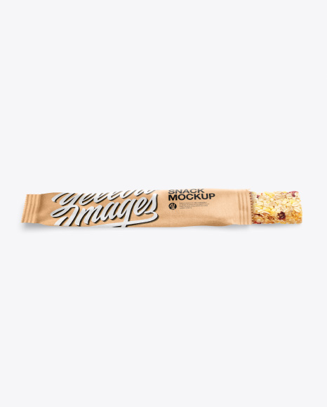 Opened Kraft Snack Bar Mockup