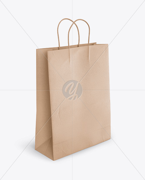 Kraft Matte Shopping Bag with Rope Handle Mockup - Halfside View