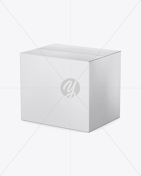 Cardboard Box Mockup - Half Side View (High-Angle Shot)