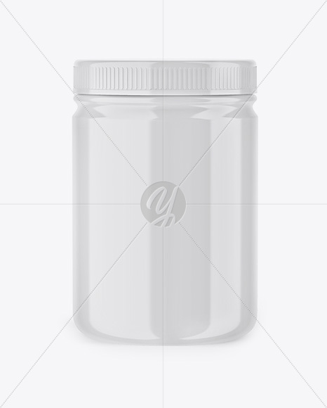 Glossy Protein Jar Mockup - Front View