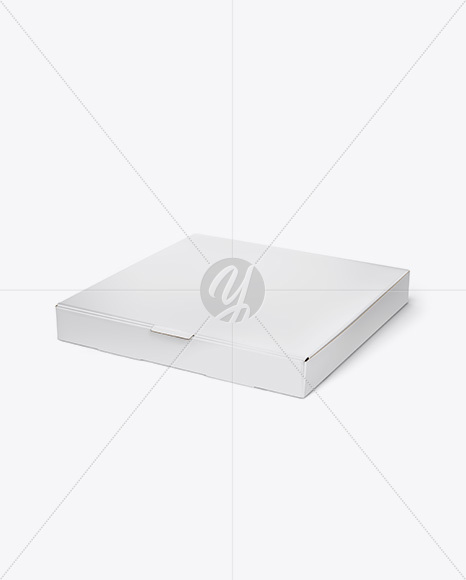 Glossy Pizza Box Mockup - Halfside View