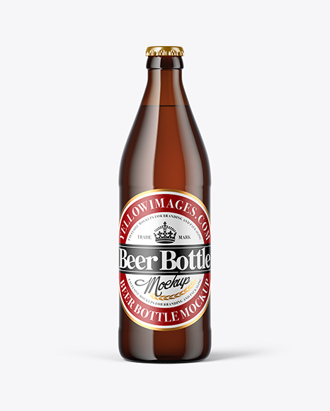 Amber Glass Bottle Mockup - Brown beer bottle mockup