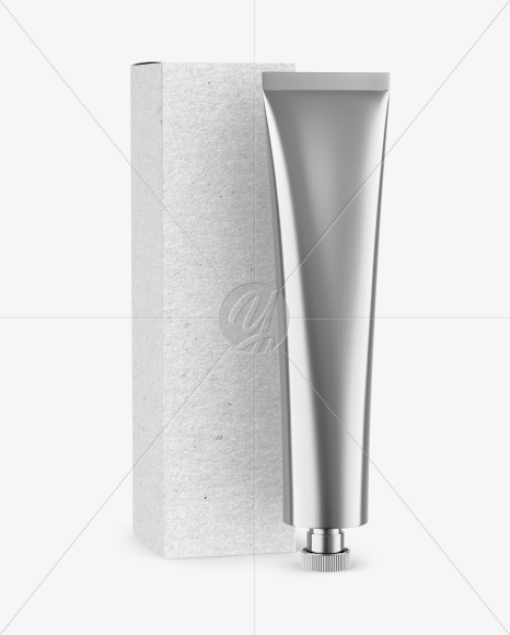 Metallic Cosmetic Tube w/ Kraft Box Mockup