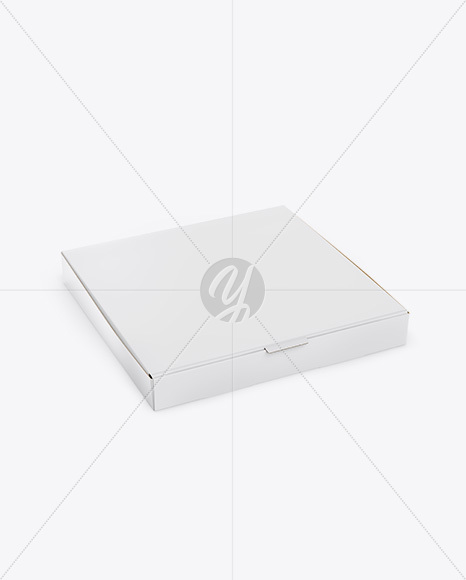 Glossy Pizza Box Mockup - Halfside View (high-angle shot)