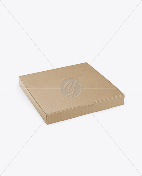 Kraft Pizza Box Mockup - Halfside View - Halfside View (high-angle shot)